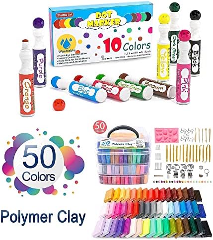 Shuttle Art Polymer Clay Bundle, Set od 50 boja polimerne gline + 10 boja markera tačaka