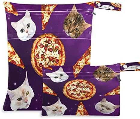 ZZXXB CAT Pizza Galaxy Nebula Vodootporna mokraća torba za višekratnu krpu za ponovnu upotrebu sa džepom sa patentnim zatvaračem za
