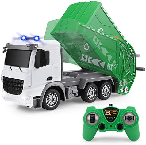 Wemoka 1:24 Scale daljinski upravljač kamioni za smeće, 6-kanalni RC kamion za smeće, 2.4GHz Recikliranje kamiona za smeće sa dvije