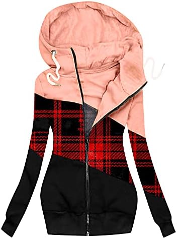 Cokuera Womens Fashion Jesen Boja blok kišne jakne na otvorenom Zip up houde vodootporni kaput kaput s tankim prikladnim kaputom