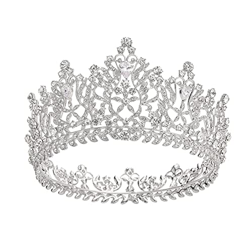 Sh Full Round Queen Krune za žene, srebrne princeze krune i Tiaras vještački dijamant Wedidng Tiara traka za glavu Pageant Prom kostimirana