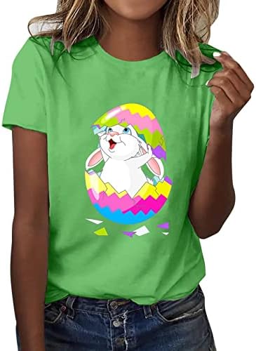 Dame Ljeto vrhovi Uskrsni dan Sretan zečji zečji grafički kratki rukav majica Ležerni labavi pamučni pulover
