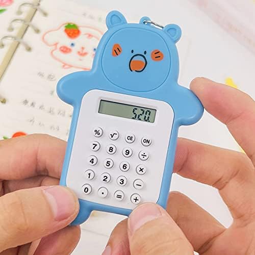 SAMFANSAR Džepni kalkulator Slatki medvjed oblik 8-znamenkasti desktop Mali kalkulator učenje LED velikog ekrana plave boje