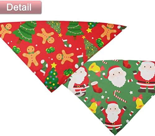 2 Pack Božićni pas Bandanas Reverzibilni trokut Bibs Scarf Pribor X-mas za pse Kućni ljubimci Životinje Zelena i crvena