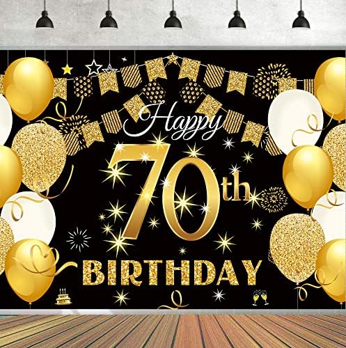 Saliyaa 7x5ft sretan 40. rođendan pozadina,Happy Birthday Party dekoracija, crno zlato rođendanski znak Poster Photo Booth Backdrop