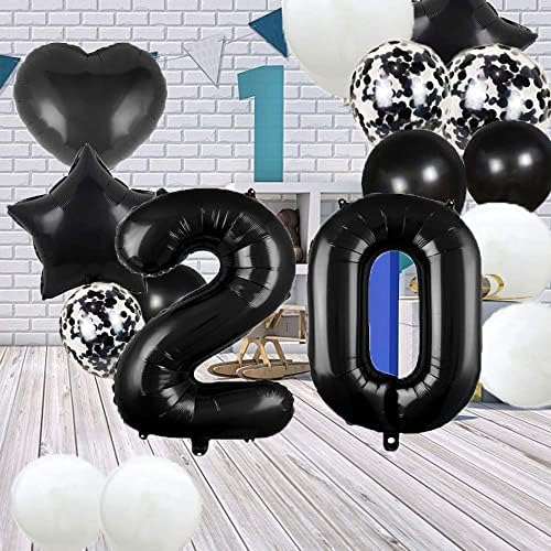 20. rođendan balon 20. rođendan ukrasi crne 20 balona Happy 20th rođendanska zabava broj 20 folija mylar baloni Latex balonski pokloni