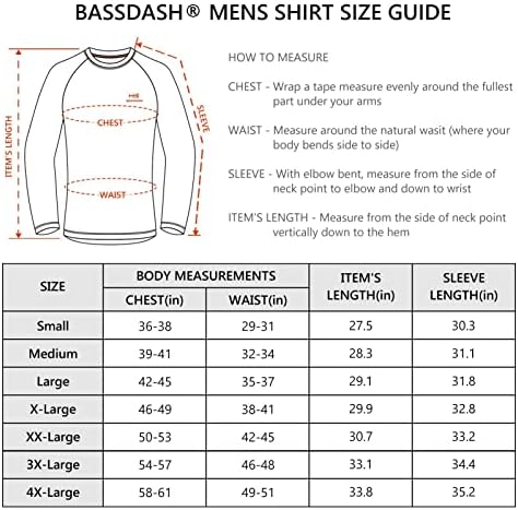 BASSDASH muške UPF 50+ Camo Fishing Shirt brzo sušenje dugih rukava kajakaške majice za planinarenje