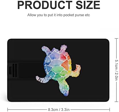 Vodenicolor Rainbow kornjača USB Flash Drive Kreditna kartica Dizajn USB fleš pogona Personalizirana memorijska stick tipka 64g
