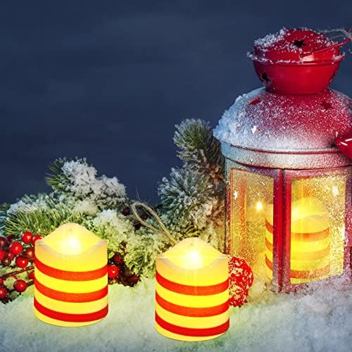 24 komada božićne stubove bombone Cane Cane Betled Advent Aptul Svjetla za baterije LED svjetli s bijelim i crvenim sjajnim kotlićima