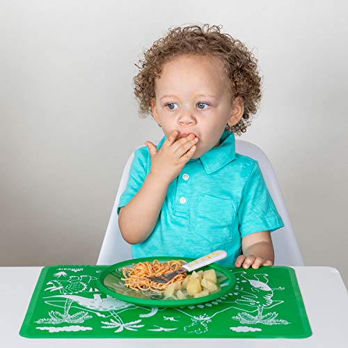 Brinware kaljeno staklo i silikonske ploče za malu djecu -Grip Dish Kids Dinnerware netoksični tanjir za jelo Dino i jela od ajkula