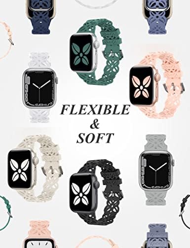 Trošiš čipkani izrez Kompatibilan sa Apple Watch Band 38mm 40mm 41mm Feminine, Slim Airy šuplji izlaz mekani silikonski sportski trake