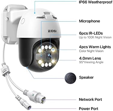 ZOSI 4k 16ch Poe sistem sigurnosnih kamera sa AI detekcijom vozila za lice, 16 x 5MP Vanjska auto Tracking PTZ PoE kamera sa reflektorima