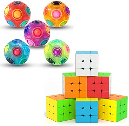 VDealen 5 pack Magic Rainbow Puzzle lopta i 6 paketa 3x3x3 Naljepnica bez naljepnica Cube snop