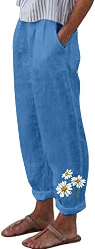 Ljetne Ležerne lanene pantalone za žene labave pantalone sa širokim nogavicama visokog struka na plaži sa džepovima udobnim donjim