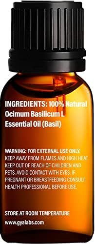 Basil Esencijalno ulje za difuzor i lakinzure ulje za set kože - čista terapijska esencijalna ulja za esencijalne ulje - 2x10ml