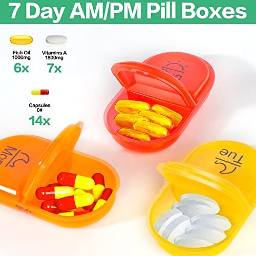 Serfeymi sedmični Organizator putnih pilula 2 puta dnevno AM PM Rainbow kutija za pilule 7 dana sa prijenosnim patentnim zatvaračem