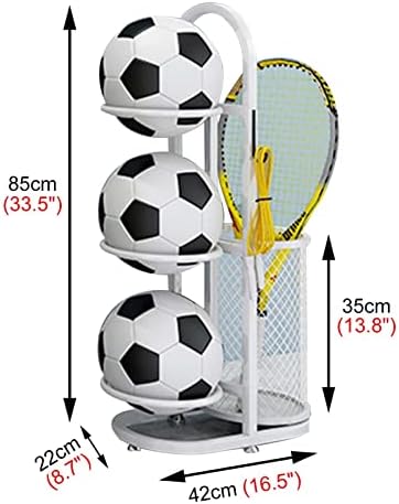 Lhrui Muller Nogometro sa 3-tier Metal fudbal sa kukama, Sportska oprema Skladište za sobu sa košarom i neklizajućom bazom, za unutarnju
