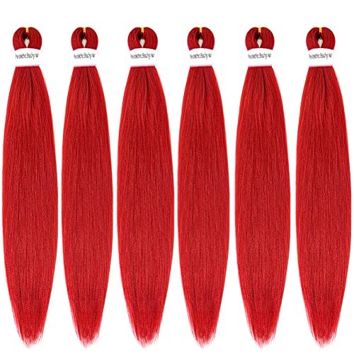 Duga crvena pletenica za kosu prethodno rastegnuta 30 inča 6 pakovanja EZ pletenice heklanje vlakana za kosu Yaki ravne sintetičke