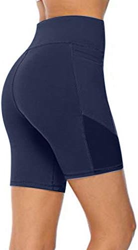 Vowua ženske plus veličine visokog struka joga kratke hlače sa džepovima čvrste rastezanje joge hlače vježbanje gama za bicikle hlače