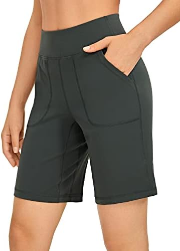 CRZ joga ženski butterluxe bermuda dugi džepovi za kratke hlače 9 '' - High-tač kratke hlače Ležerne ljetne atletičke trčanje Dužina