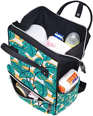 Monstera uzorak narančaste bijele trake ruksak ruksak za ruksak za dijete nazivne torbe za promjenu multi funkcije Velike kapacitete