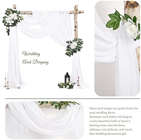 Vjenčani luk draping, 4 panela 28 X20FT bijeli vjenčani luk za ceremoniju šifonske tkanine Drapes Arbor Drapery Vjenčani luk ukrasi