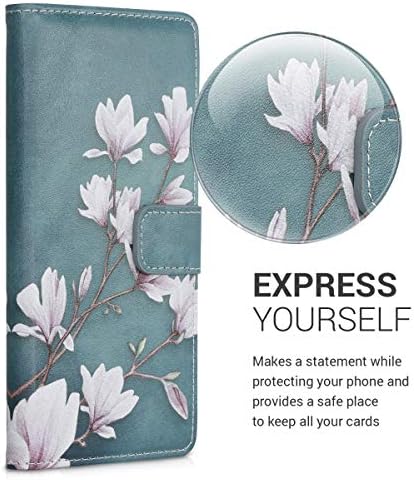 kwmobile torbica za novčanik kompatibilna sa Samsung Galaxy A51 - navlakom od umjetne kože-Magnolias Taupe / Bijela / Plava Siva