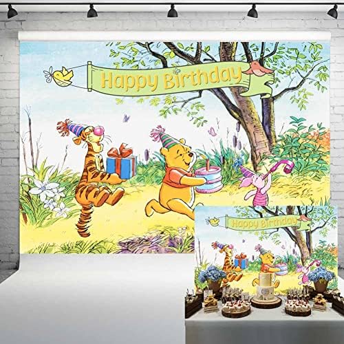 Akvarel Pooh medvjed 1. rođendan pozadina Winnie i prijatelji Spring Tree pozadina dječaci djevojke 2. rođendan dekoracije deca rođendansku