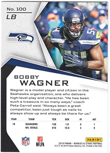 2019 Rookies i zvijezde Fudbal 100 Bobby Wagner Seattle Seahawks Službena paninija NFL trgovačka kartica