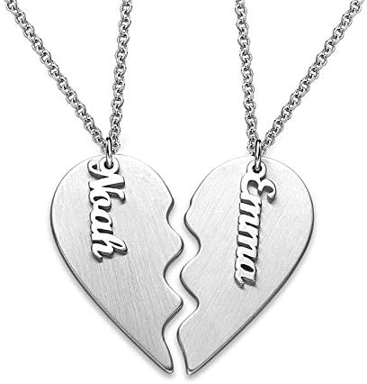 MYKA-personalizirana ogrlica slomljenog srca - nakit za parove za dečka, djevojku, nju, njega, žene, muškarce - Sterling Silver 925,
