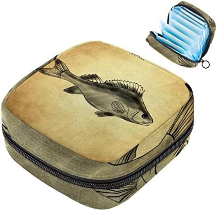 Retro Marine Life torba za čuvanje higijenskih uložaka za ribe menstrualna torba prenosiva torbica za menstrualne čašice sa patentnim