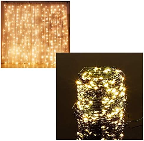 Twinkle Star 300 LED svjetla za zavjese | 200 LED Božićna bajkovita svjetla, topla bijela