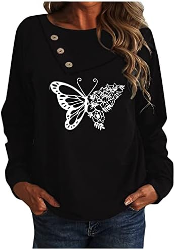 Jjhaevdy ženski povremeni leptir s dugim rukavima, dugački vrat runa pulover lagane bluze dukseri