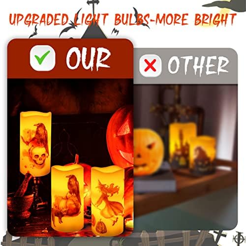 YDP Halloween Belloween Svijeće s tajmerom, LED baterije za svijeće koji treperi belomjerne svijeće, ukras za ukrašavanje stola za Halloween