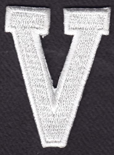 Pisma - Bijelo blok slovo V - glačalo na vezenom aplikacijskom zakrpu