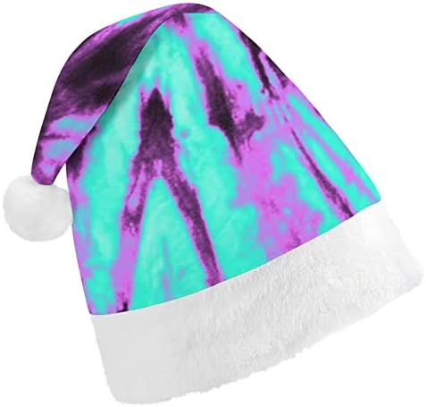 Ljubičasta i plava Tie Dye plišani Božić šešir Naughty i lijepo Santa kape sa pliš obodom i Comfort Liner Božić ukras
