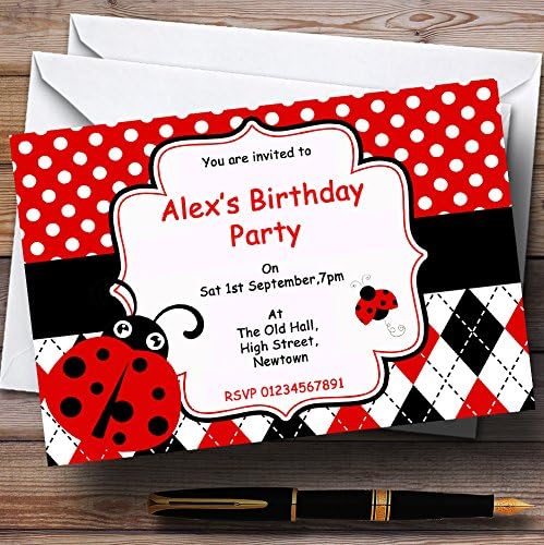 Red Ladybird Tema Personalizirani pozivnice za rođendan