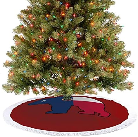 Texas Flag Bear Božićne suknje drveća prostirka sa frišenim za Halloween Farmhouse Holiday Dekoracije 48 x48