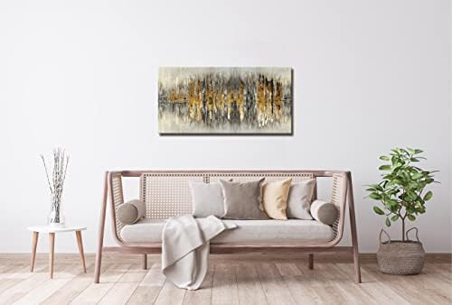 Siva i Zlatna apstraktne zidne umjetničke slike Print Artwork 1 komadi rastegnuti i uokvireni moderni braon zidni dekor platno Print