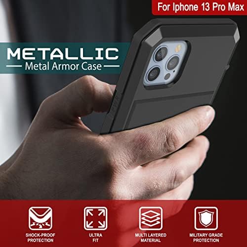 Punkcase za iPhone 13 pro max metal futrola | Oklopni oklopni oklopni oklop [Shock Proof] Tvrdi aluminijum i TPU dizajn W / kaljeno