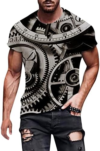 XXBR Unisex 3D košulje Summer Crewneck Grafički kratki rukav Tors Majice za muške muške kratke hlače sa džepovima sa zatvaračem Kratki