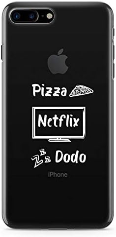 Slučaj Zokko za iPhone 8 Plus Pizza Netflix Dodo - Veličina iPhonea 8 Plus - Prozirna meka bijela tinta