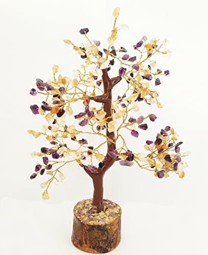 Nidesh izlečenje kristalno stablo citrina i ametist Čakra Drvo života Bonsai novce drvo zlatne žice drvene baze reiki kristalni pokloni