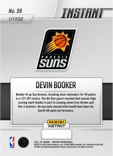 Devin Booker Phoenix Suns Fanatics Exclusive Paralel Panini Instant Booker kaplji sezonski-najboljih 48 bodova u Win Sinking Trading karticu - ograničeno izdanje 99 - nepotpisanih košarkaških kartica