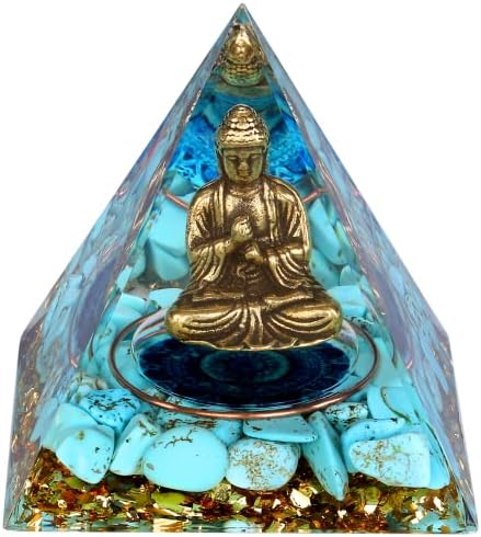 Buddha Statue, Buda Buddah Kip, sjedeća meditacija Buda, Zen Garden Buddah u kristalnoj orgonu piramide-liječenje kristalne čakre