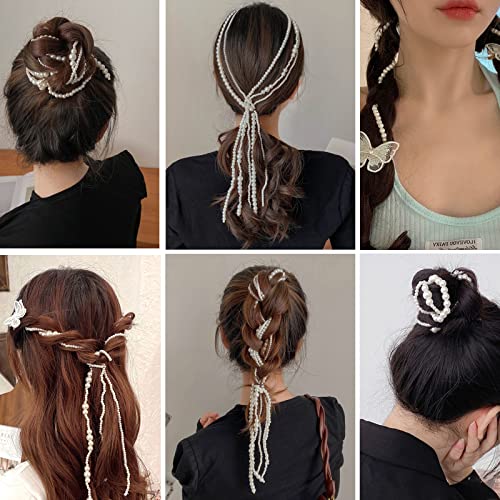 Pearl pleteni lanci za produžavanje kose, dugačka kosa pletenica za kosu kopče za rep leptir kopče za kosu modni lanac za žene djevojke