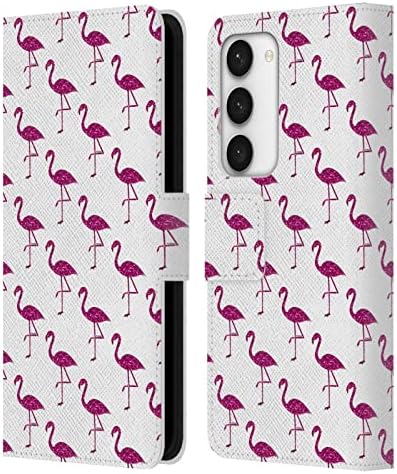 Dizajn kućišta za glavu zvanično licencirani PLdesign Pink uzorak na bijeloj svjetlucavoj Flamingo kožnoj futroli za novčanik kompatibilan