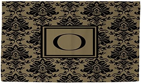 Ručni drvoprerađivači & Tkači Dobby tepih za kupanje, 4 po 6 stopa, monogramom slovo O, crna i Zlatna Damast