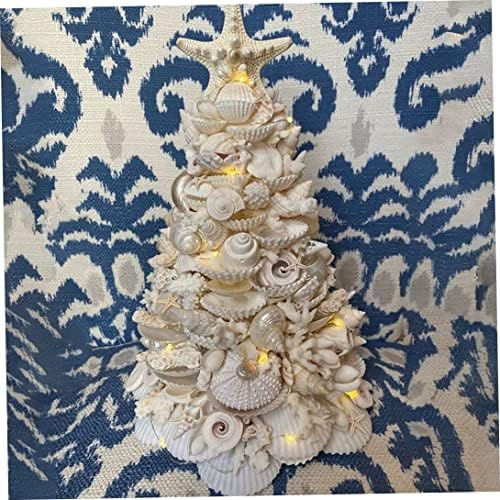 Božićna drveća, bijela školjka i koral obalni božićni ukras sa svjetlom svjetla bljeskalica, 2022. najnovija božićna drva za morsku