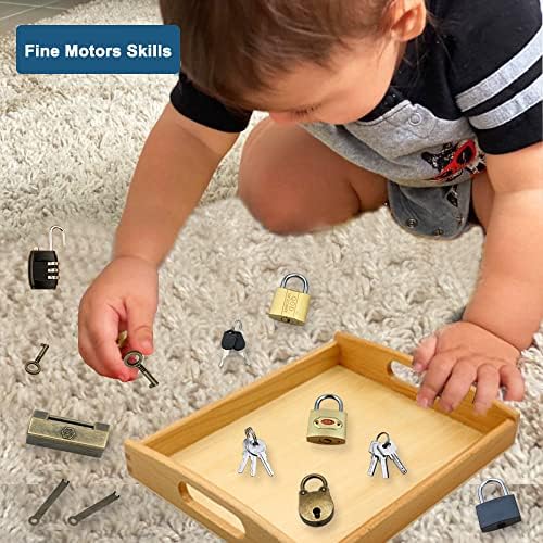 Inslat Montessori Set igračaka za zaključavanje i ključeve za malu djecu, Montessori osnovni materijali edukativni Set matičnih igračaka